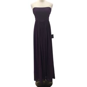 LULU'S SZ S Luxe Favorite Dark Purple Strapless Ruched Party Maxi Dress NWT B94